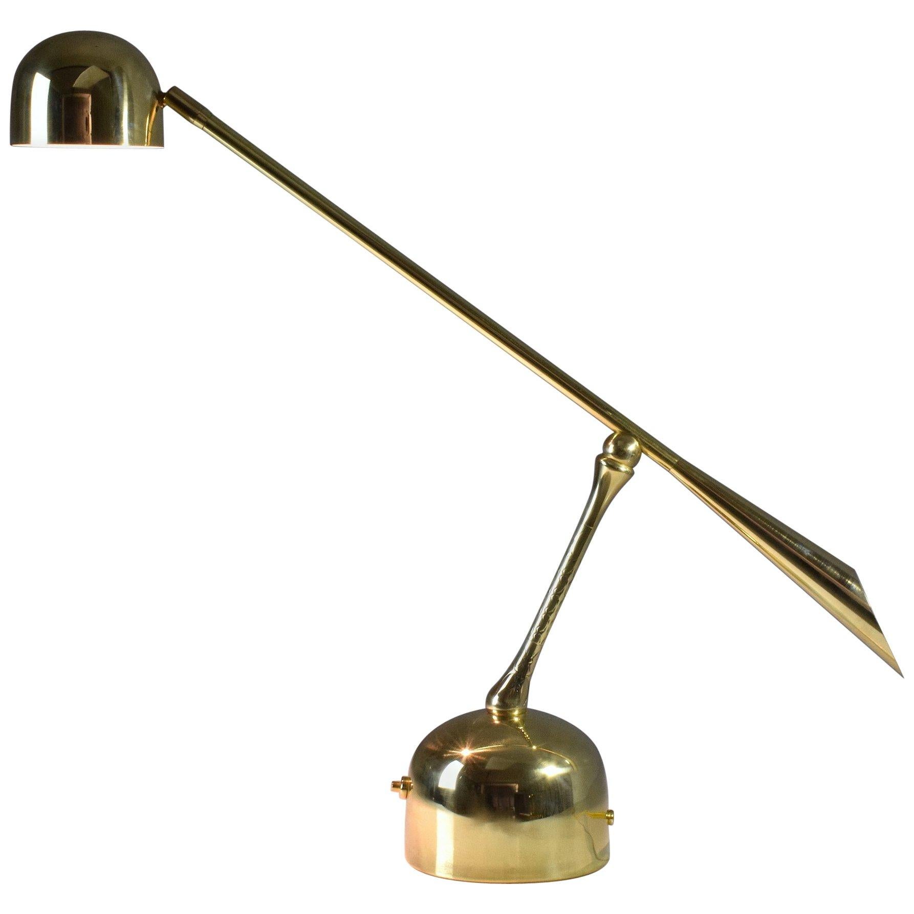 Continuum-II Contemporary Articulating Brass Table Lamp, Flow Collection