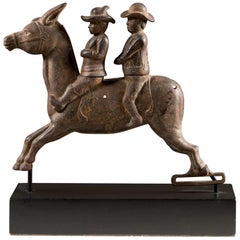 Antique Cast Iron Mule with Two Riders Carnival Shooting Gallery Target