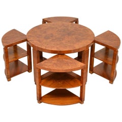 Antique 1920s Art Deco Burr Walnut Nesting Coffee Table