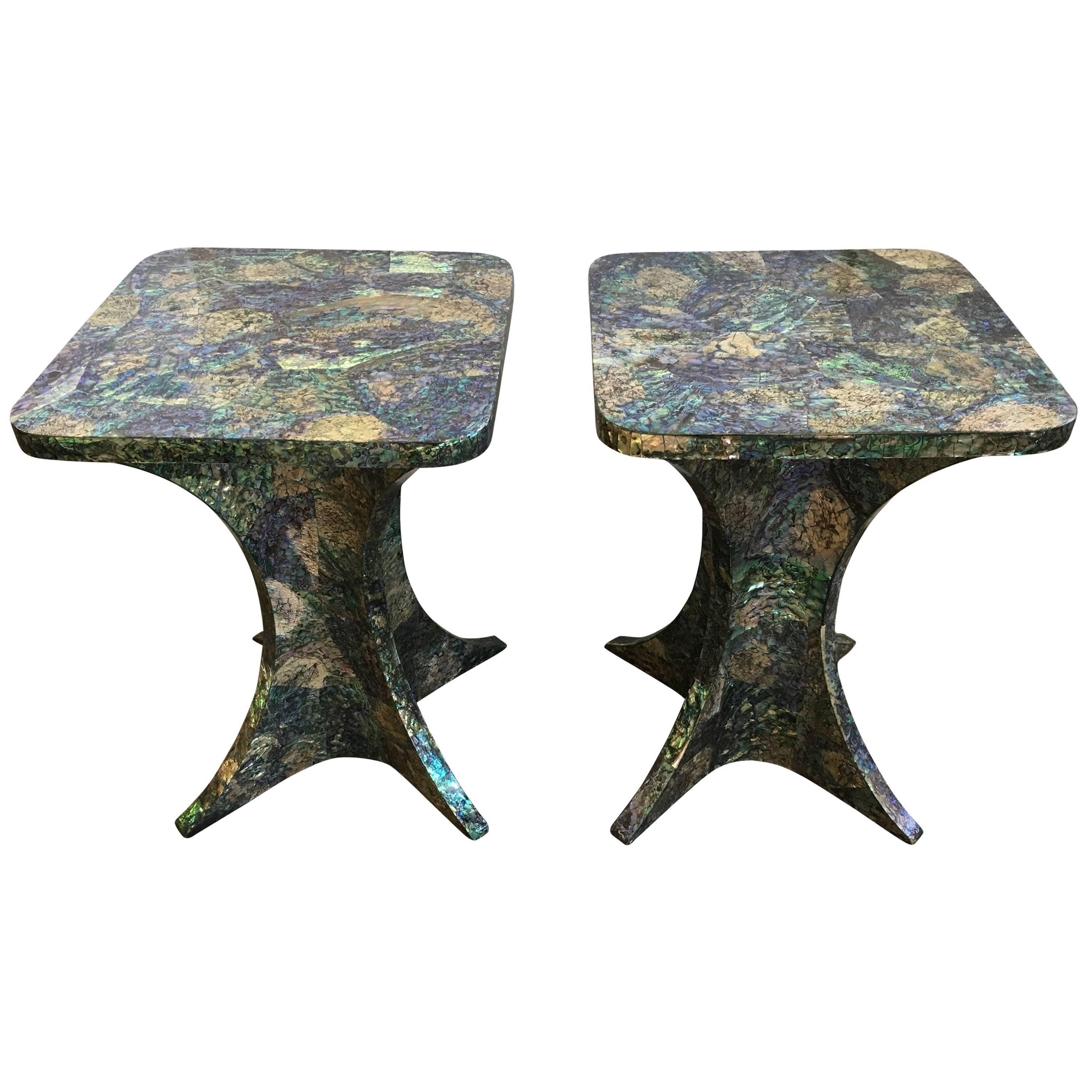 Maitland-Smith Paua Shell Inlaid Occasional Table