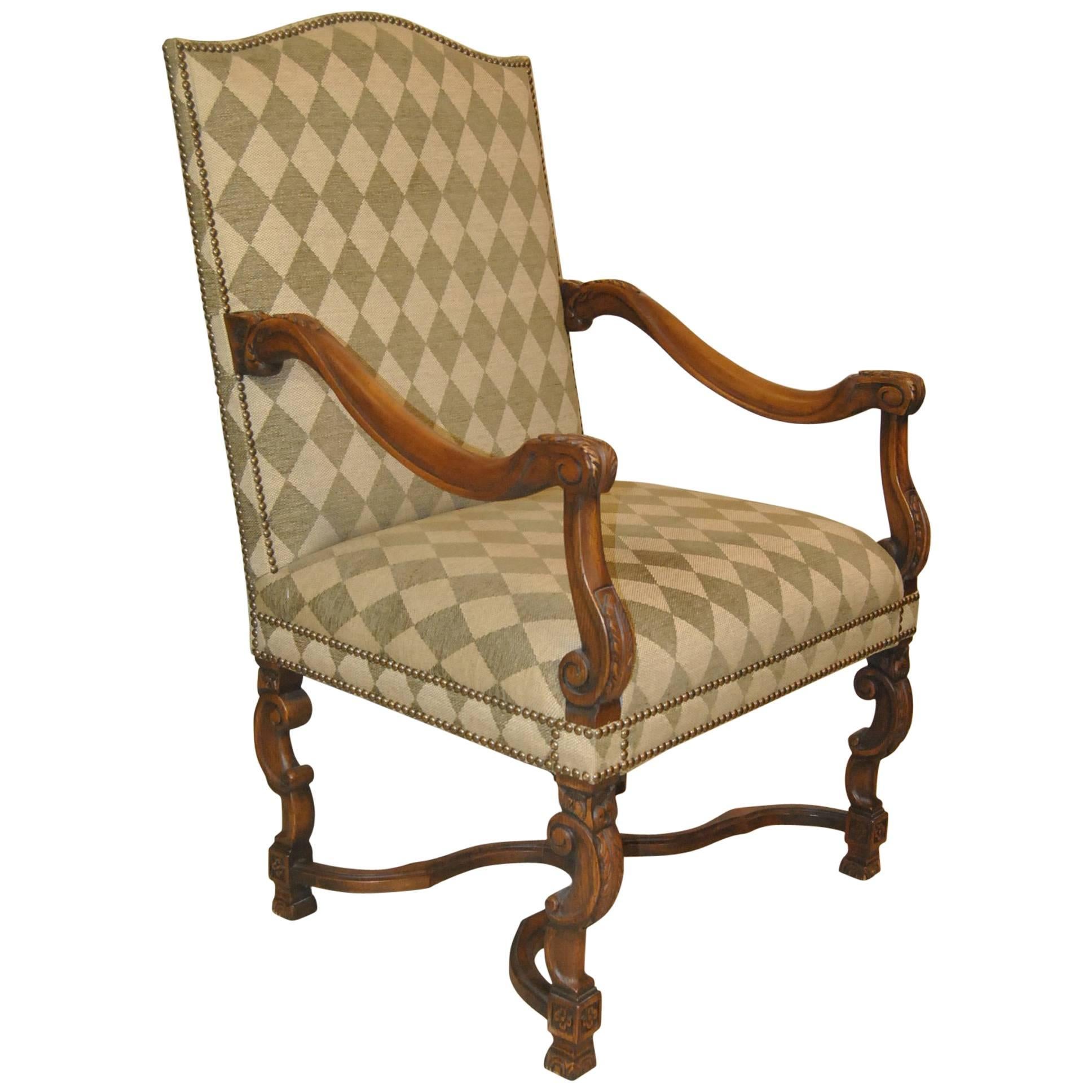 Carved Upholstered  Jacobean Armchair by Sherrill Furniture #1110