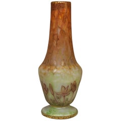 Daum Nancy Glass Shoulder Vase Art Nouveau Autumn Crocusses France Lorraine 1895