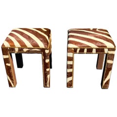 Pair of Zebra Hide Parsons Benches