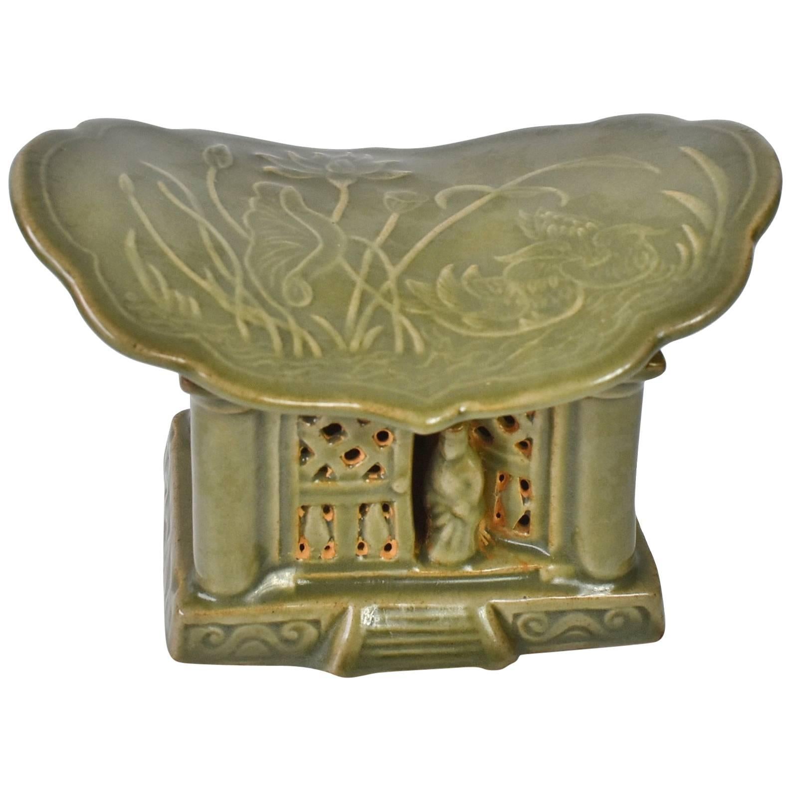 Celadon Pillow, House Model, Song Dynasty Style Long Quan Kiln