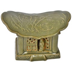 Celadon Pillow, House Model, Song Dynasty Style Long Quan Kiln