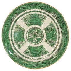 Antique Chinese Export Porcelain "Green Fitzhugh" Dinner Plate