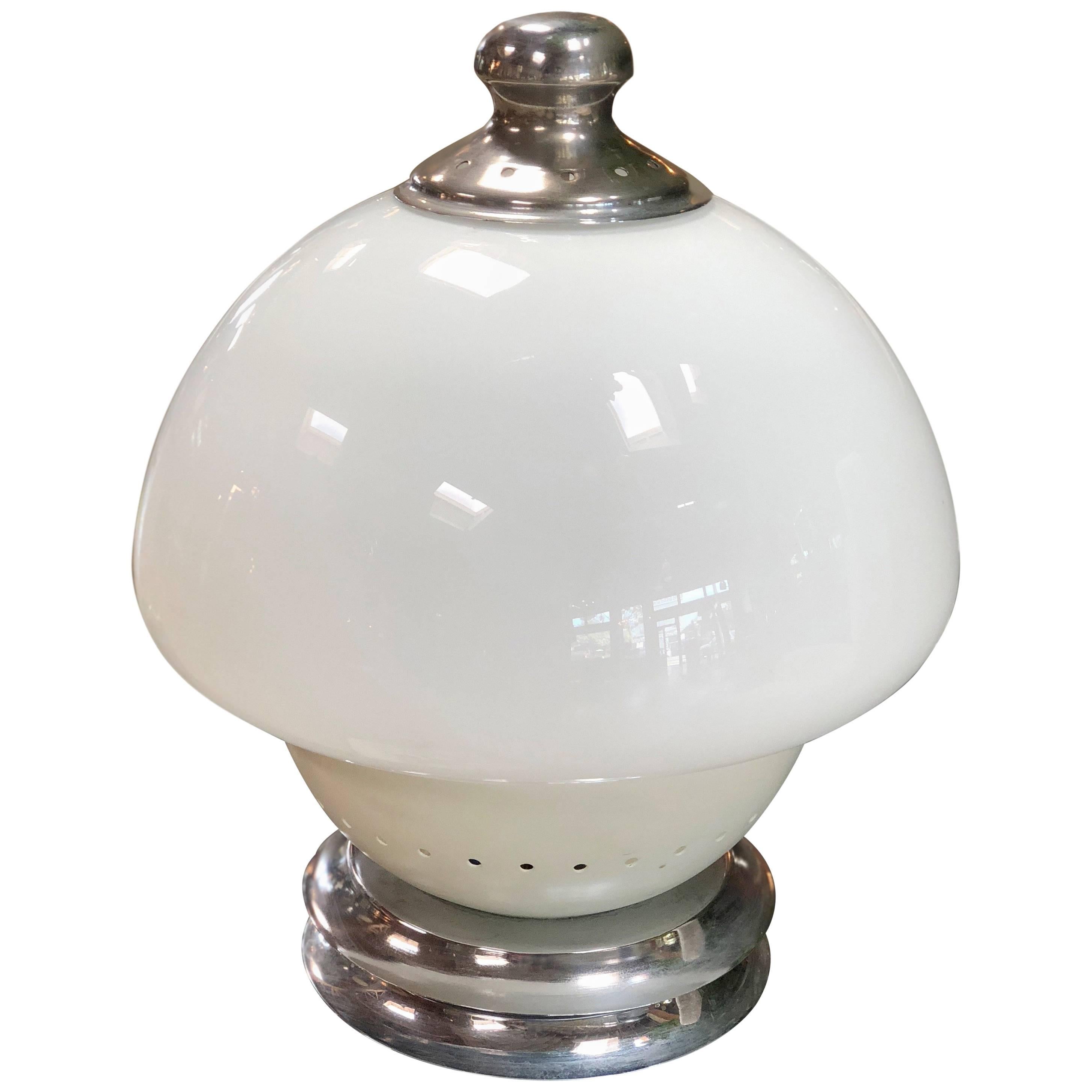 Lampe de bureau italienne des années 1960, double orbe blanche en vente