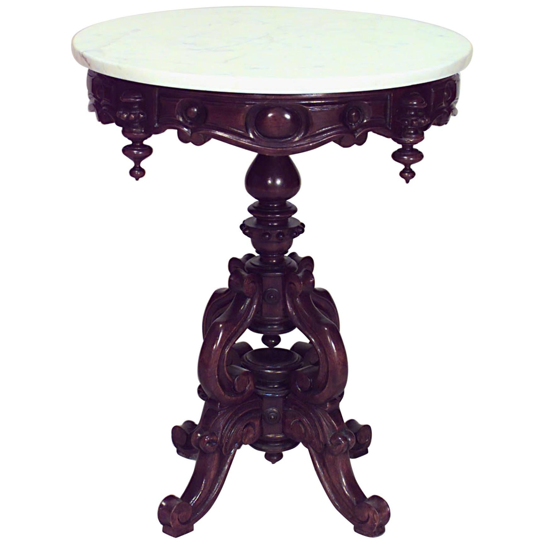 American Victorian Mahogany and White Marble Table