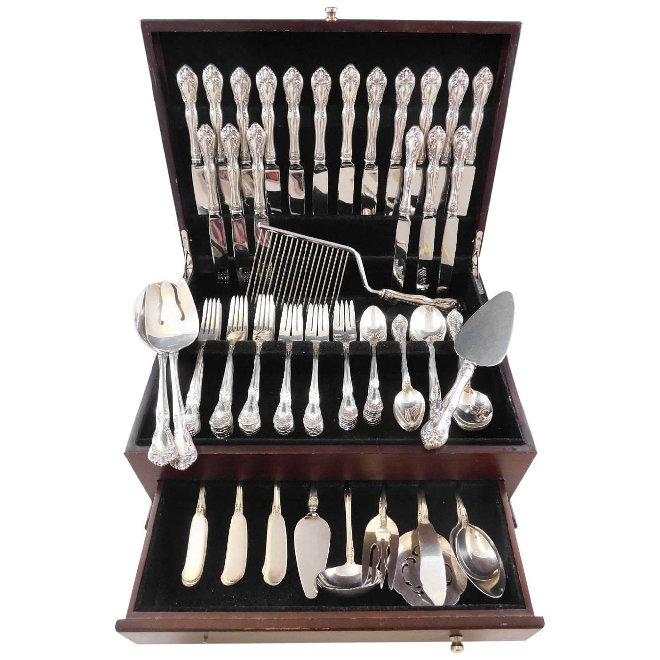 Chateau Rose by Alvin Sterling Silver Flatware Set for 18 Service 121 Pieces For Sale