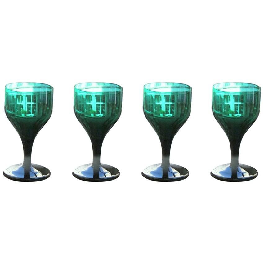 Four Antique English III Late 18th Century Bristol Green Wine