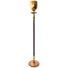 Stiffel Brass Torchere Floor Lamp with Greek Key Design, 1940s