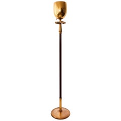 Lampadaire torchère en laiton Stiffel avec motif de clé grecque:: années 1940