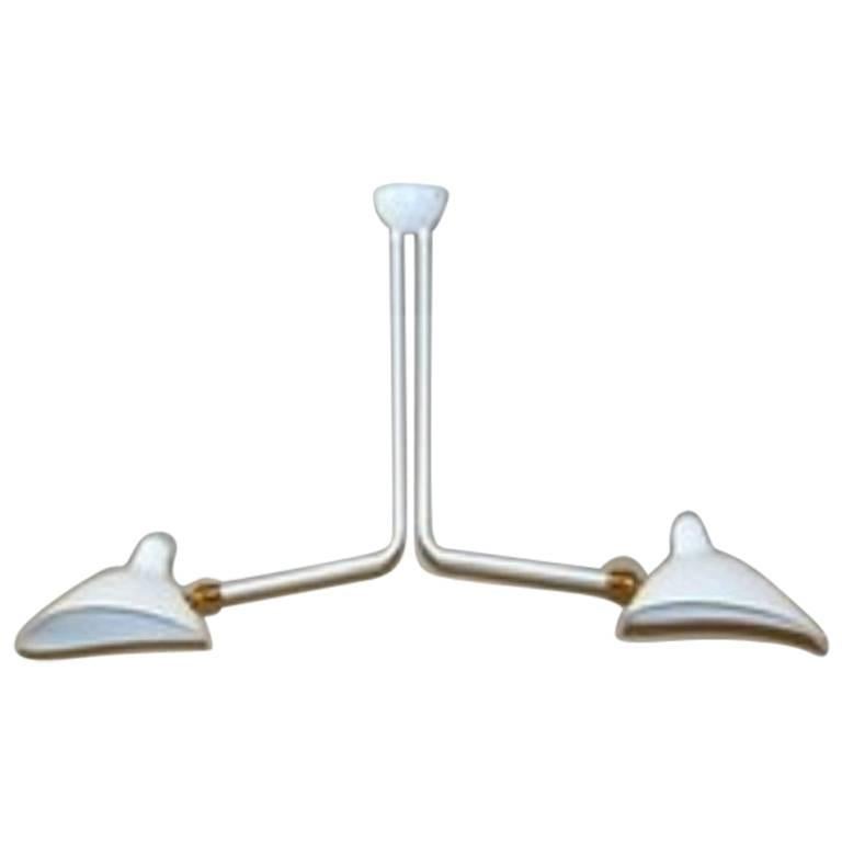Two Arm Ceiling Lamp By Serge Mouille In White For Sale At 1stdibs
