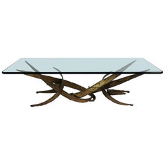 Silas Seandel Brutalist Wrought Iron Gilded Coffee or Cocktail Table