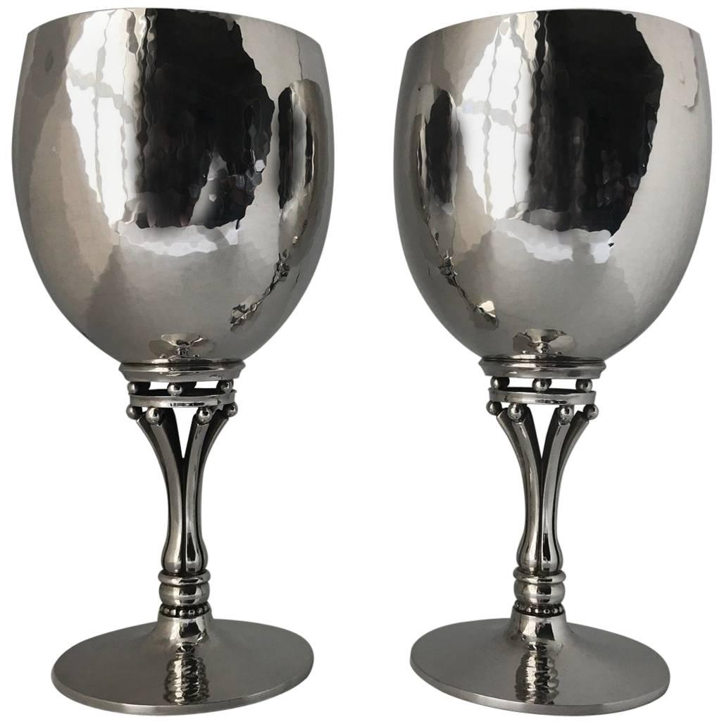 Georg Jensen Sterling Silver Pair of Goblets, No. 532C For Sale