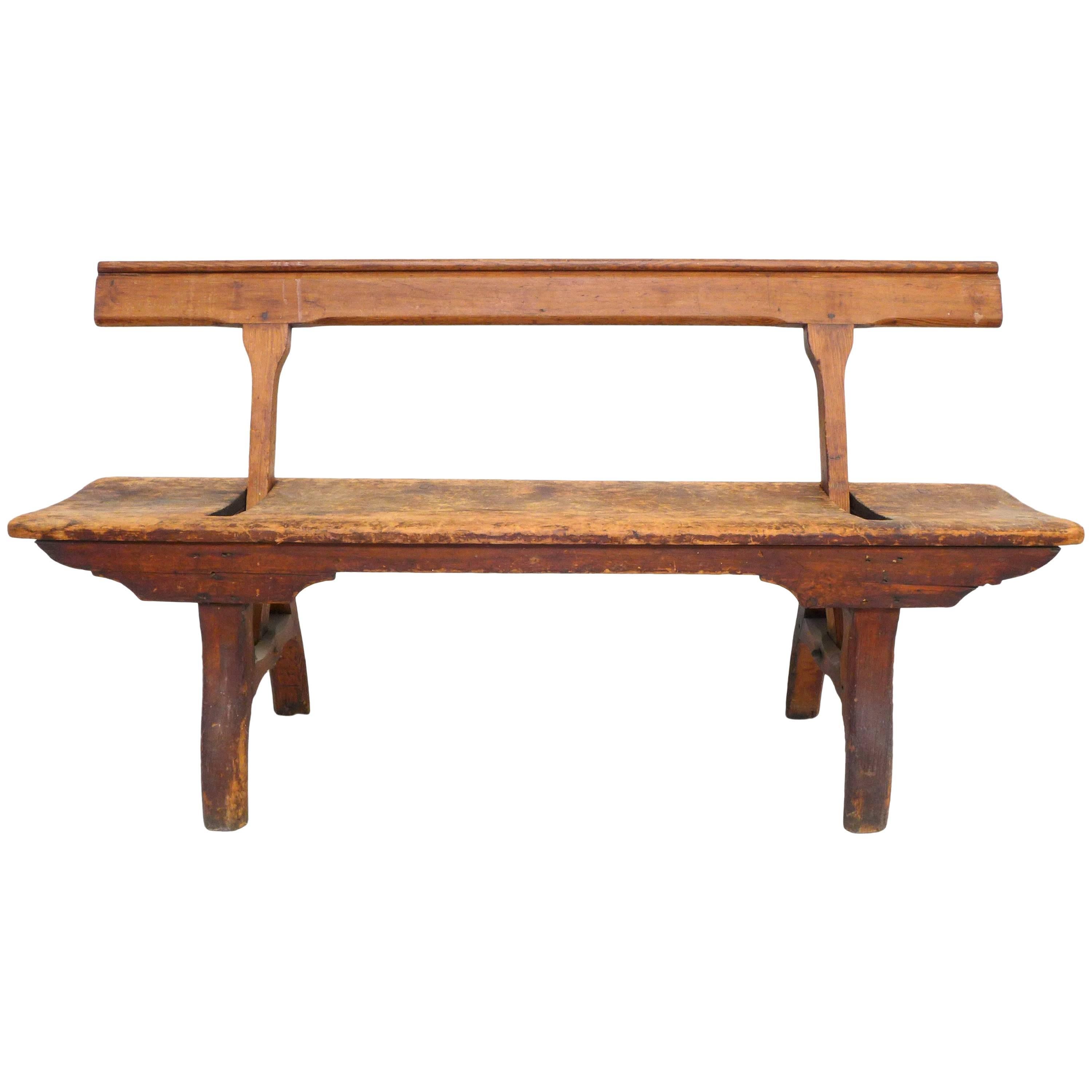 Primitive Turn of the Century Convertible Wood Bench For Sale