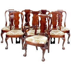 Set of Eight George I Style Carved Mahogany Dining Chairs
