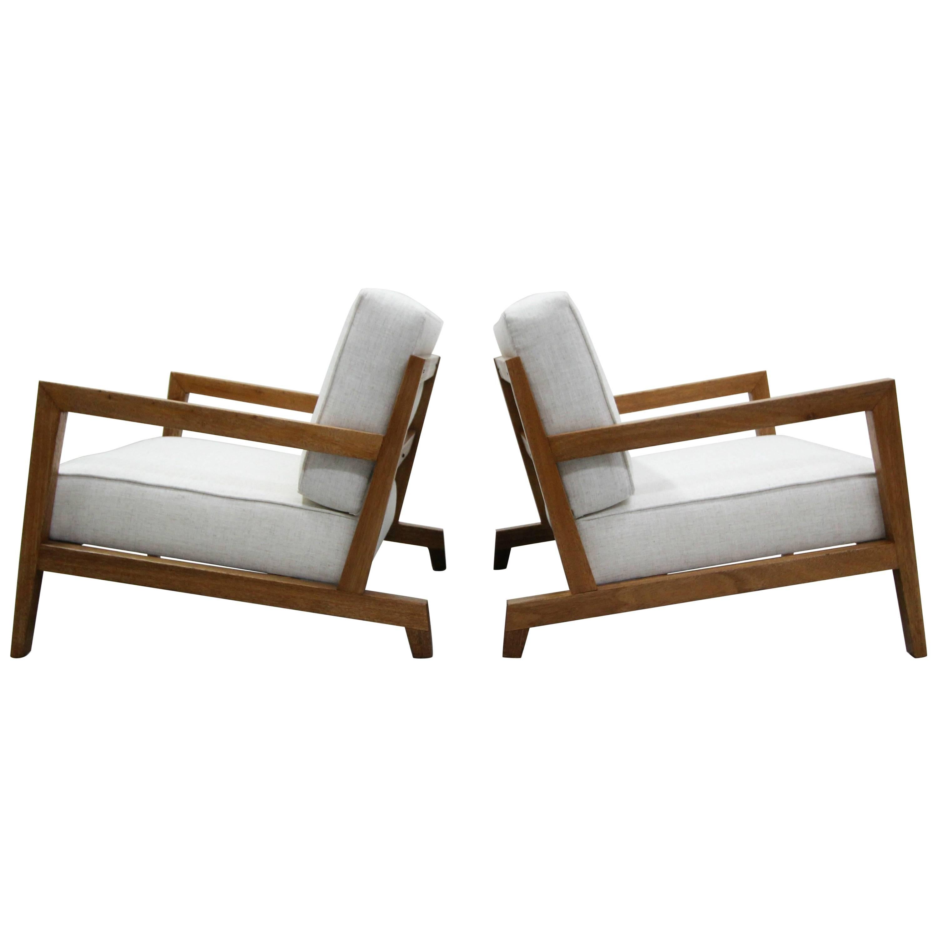 Pair of Midcentury Studio Craft Craftsman Style Lounge Chairs