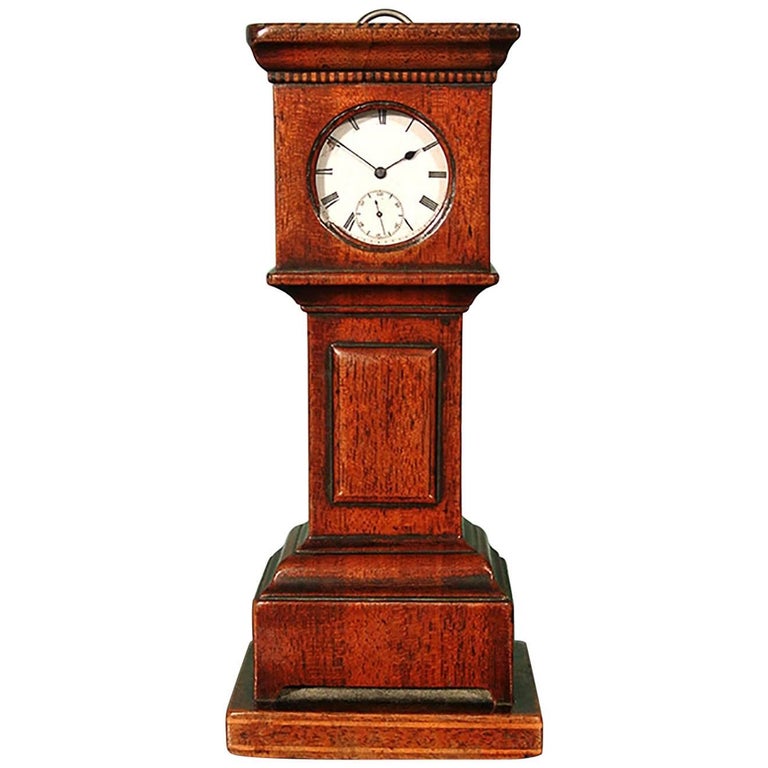 Regency Fruitwood Pocket Watch Stand and Solid Silver Hunter Watch