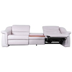 Used Himolla Designer Sofa Leather White Two-Seater Couch Electric Recliner