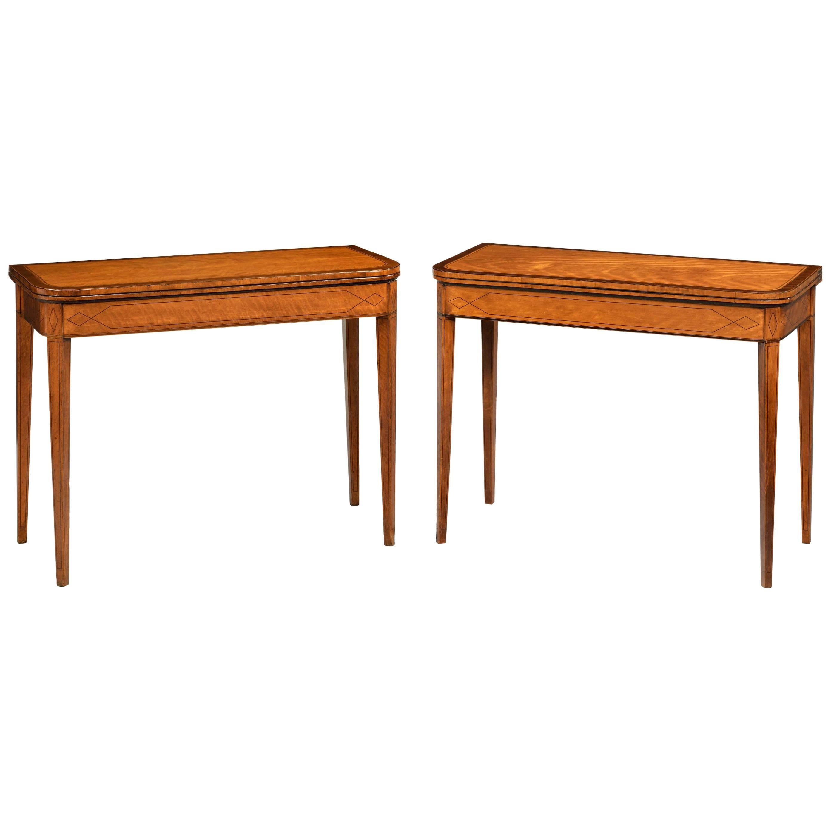 Pair of George III Period Satinwood Card and Tea Tables