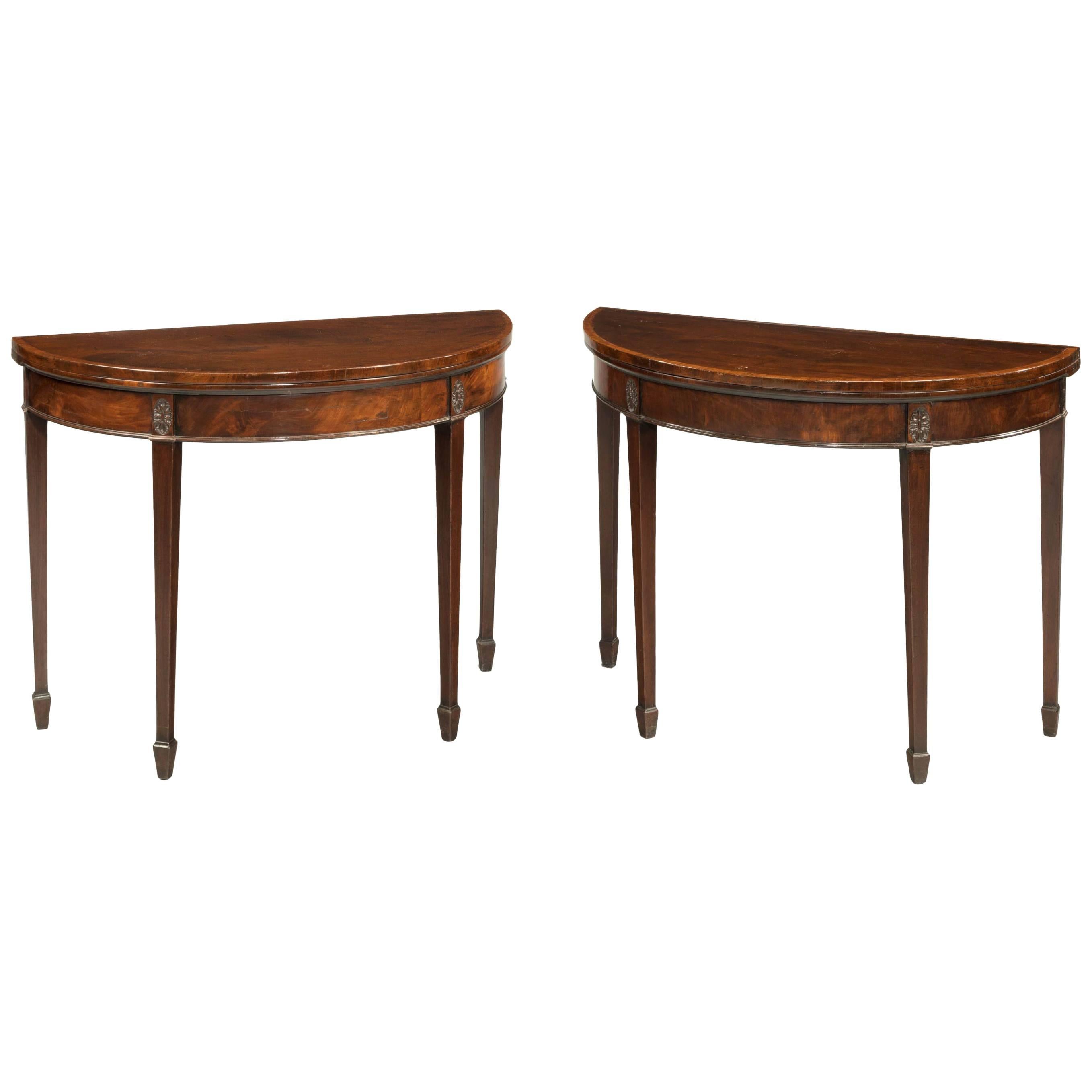 Pair of George III Period Mahogany Card and Tea Tables For Sale