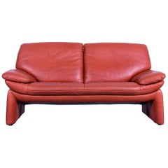 Laauser Designer Leather Sofa Orange Brown Two-Seater 