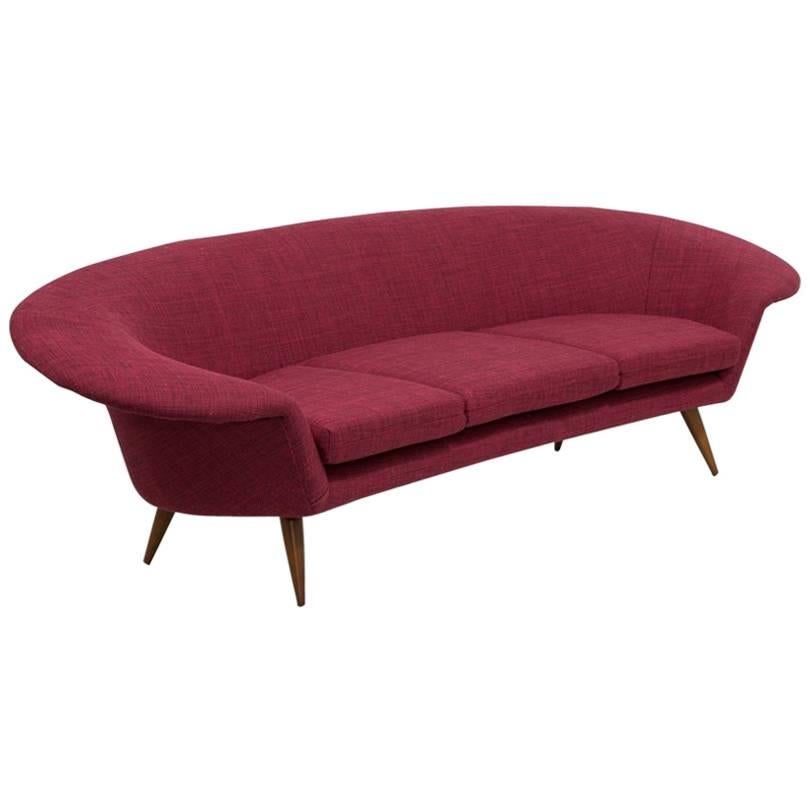 Superb Curved Danish Three Seater Sofa, 1960s  For Sale
