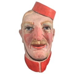 1930s Hand-Painted Paper Mache Carnival Head "Bellhop