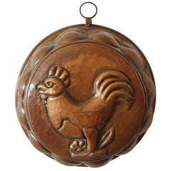 Antique 19th Century Dutch Copper Cake Mold with Rooster