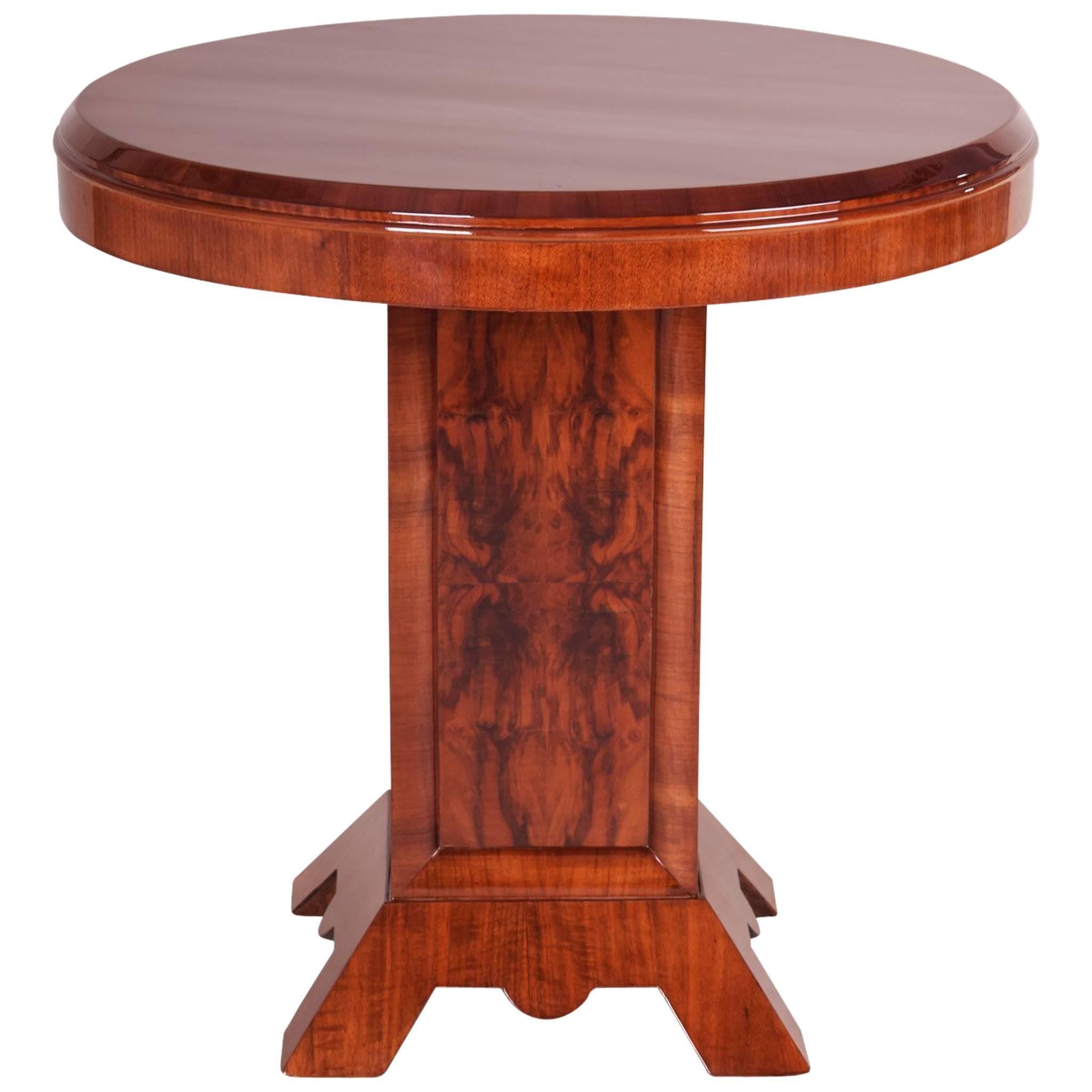 Small French Art Deco Table, Veneer is Combinated Walnut and Palisander