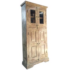 Fabulous Antique Cupboard Cabinet French Painted Provincial Cream Distressed