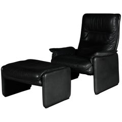 DS50 De Sede Lounge Chair Set, Switzerland, 1970s, Leather Black