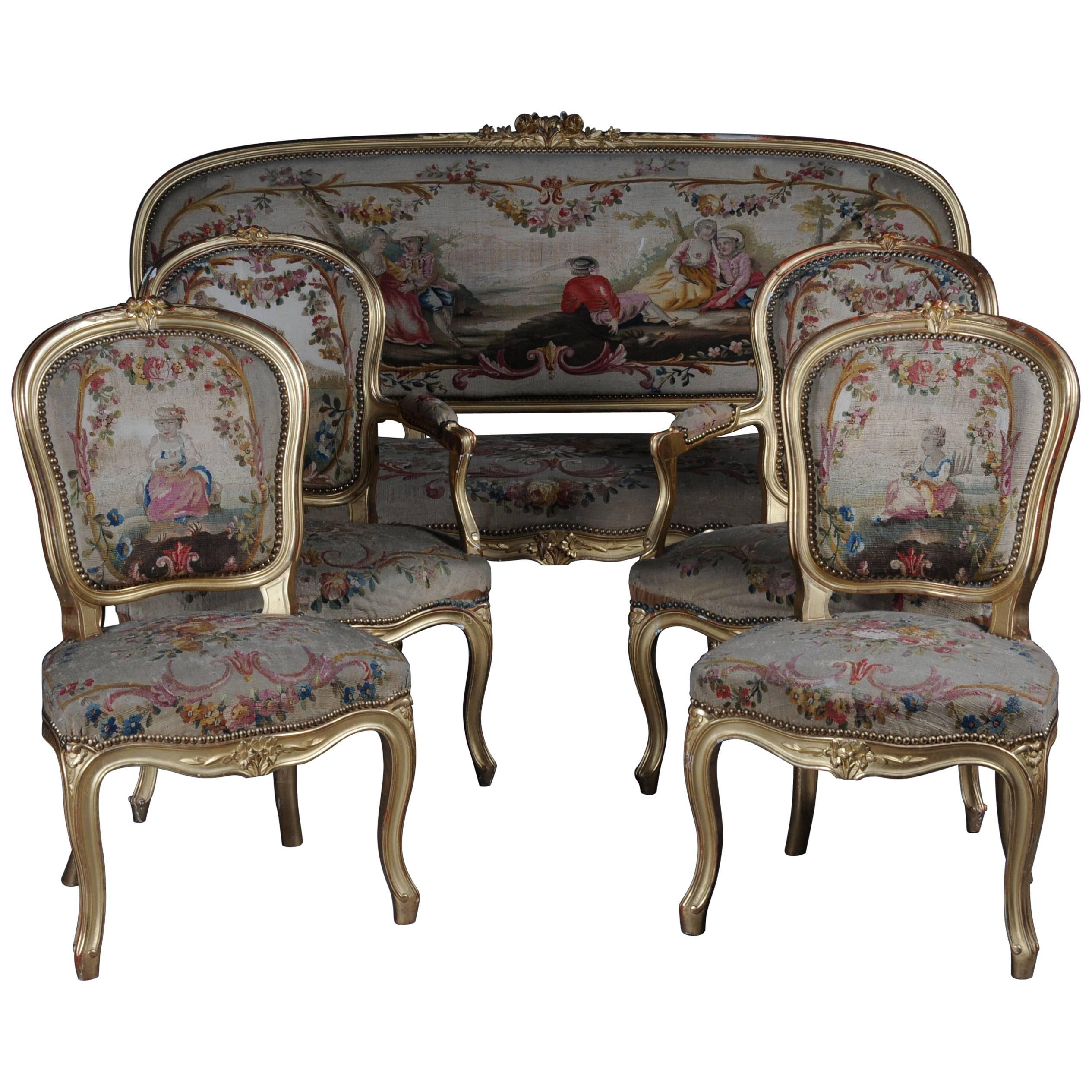 Exclusive Napoleon III Antique French Louis XV/Rococo Salon Group, Gilt