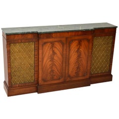 Antique Mahogany Grill Front Marble Top Sideboard