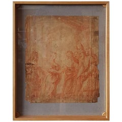 17th-18th Century Red Chalk Drawing of a Wedding