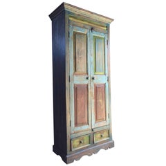 Vintage Stunning Wardrobe Cupboard Pantry French Provincial Distressed Blue and Green