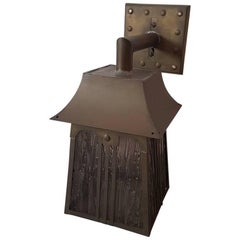 Early 20th Century Copper Art Deco Outdoor Wall Lamp