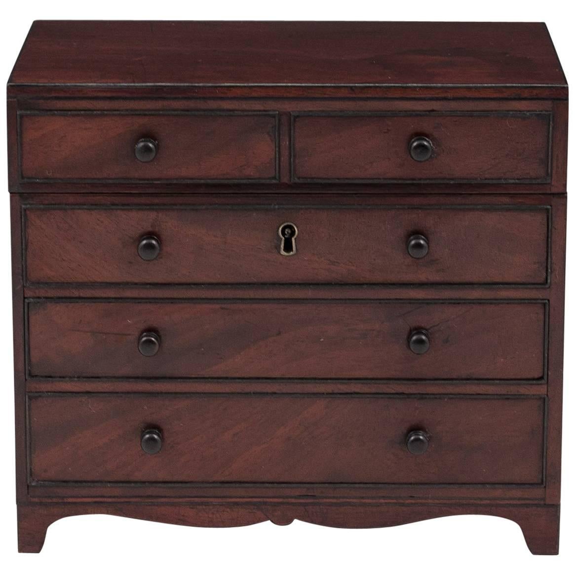 Rare Mahogany Chest of Drawers Tea Caddy, 19th Century For Sale
