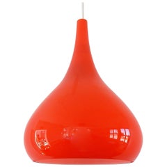 Vintage Orange Glass Pendant Lamp, Denmark, 1960s