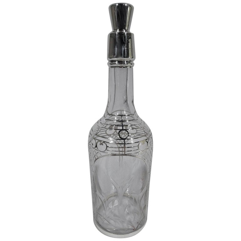 Antique American Art Nouveau Silver Overlay Decanter For At 1stdibs Antique American Whisky Bottle Decanter With Silver Overlay