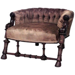 American Victorian Walnut and Gold Incised Trimmed Low Back Armchair