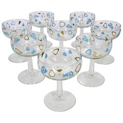 Vintage 1950s Atomic Amoeba Boomerang Champagne Glasses, Set of Eight