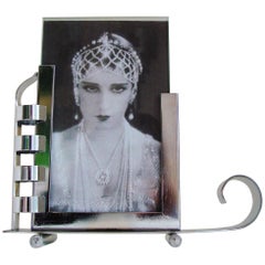 French Art Deco/Machine Age Asymmetrical Chrome Reversible Postcard Sized Frame