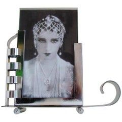 French Art Deco/Machine Age Asymmetrical Chrome Reversible Postcard Sized Frame