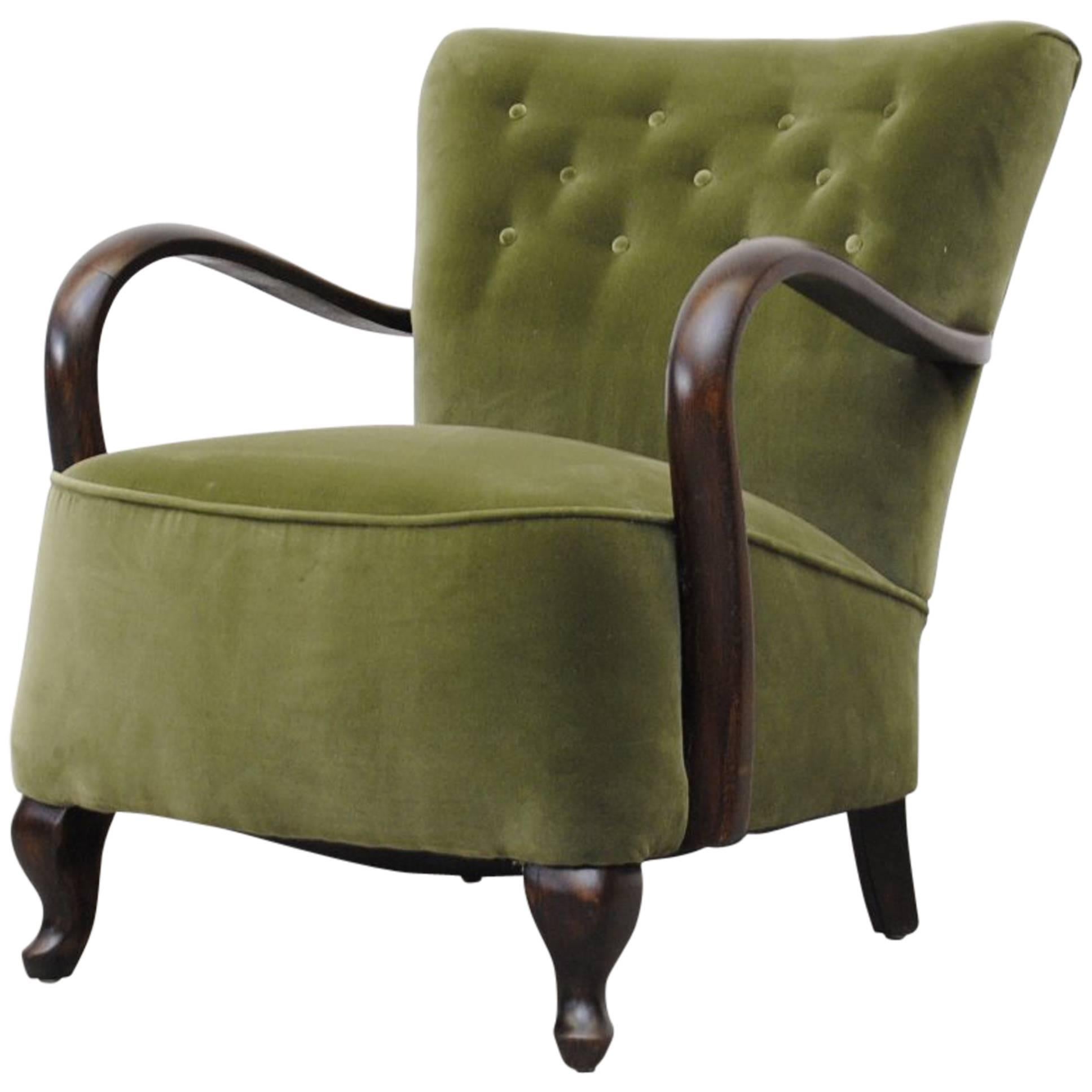 Theo Ruth Inspired Olive Velvet Lounge Chair