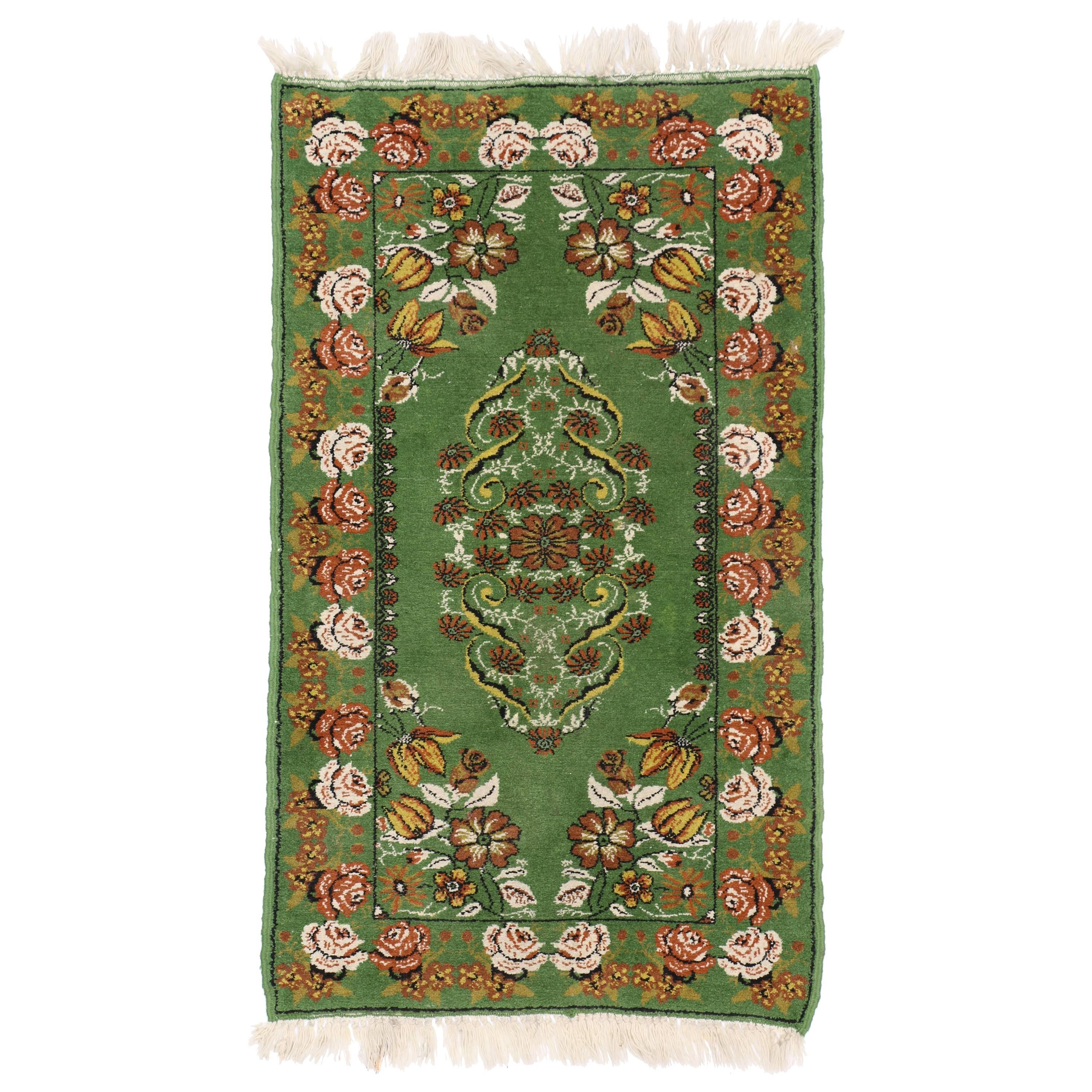 Green Vintage Moroccan Accent Rug, Foyer or Entryway Rug