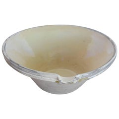 Late 19th Century French Light Creamy Lemon Glazed Terracotta Bowl