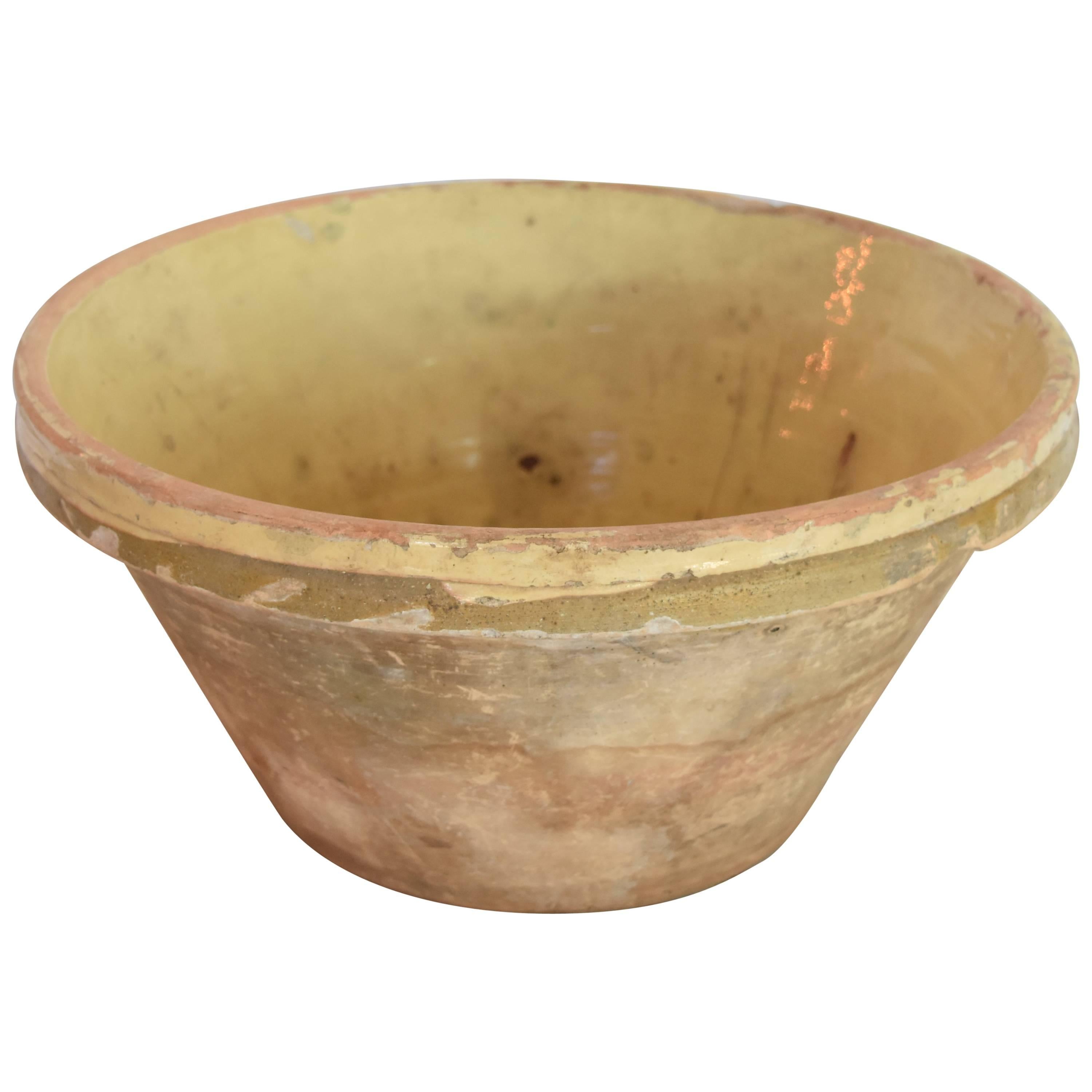 19th Century French Terracotta Glazed Pale Yellow Bowl