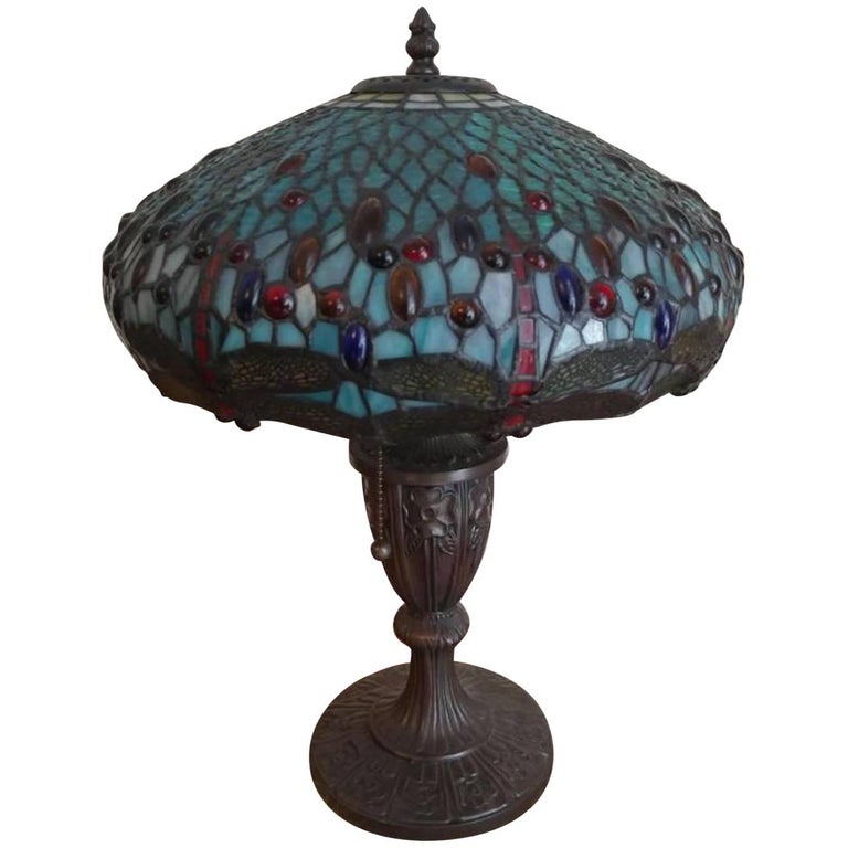 Tiffany Style Stain Glass Table Lamp at 1stDibs